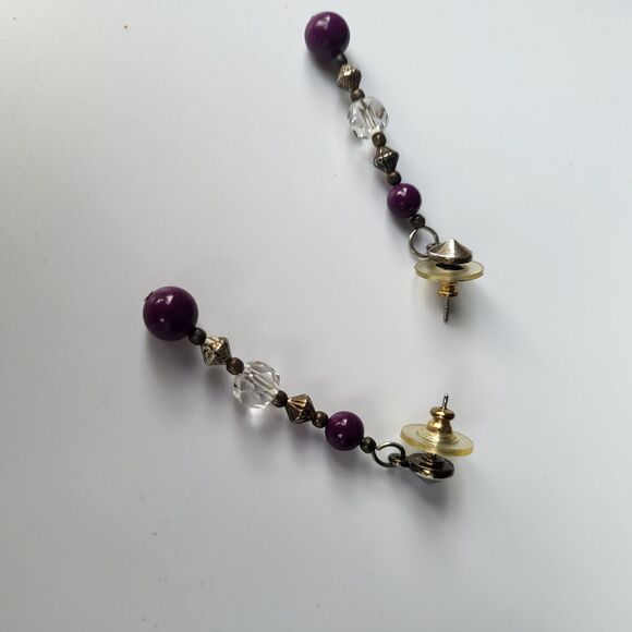 Vintage 1991 Made in Alaska Sugilite Sterling Silver Dangle Drop Earrings 2" - Picture 4 of 4